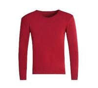 Men's Long-Sleeve Sweater Regular Fit Soft Breathable Basic Pullover Classic Casual Solid Color Knitwear K-Wine Red M