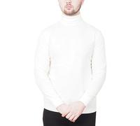Mens Long Sleeve T-Shirt 100% Cotton Roll Turtle Neck Premium Top Ecru
