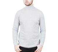 Mens Long Sleeve T-Shirt 100% Cotton Roll Turtle Neck Premium Top Grey Marl