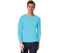 dressforfun 901001 Men's Basic Long Sleeve T-Shirt, Long-Sleeved Top with Round Neck, Plain Tee Shirt, Cotton (Light Blue | L | No. 304022)