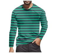 Mens Long Sleeve T Shirt European Color Block Striped Navy Crew Beach Theme Top Casual Trend Comfortable Loose Fit Breton Mariniere Style Shirts for Men