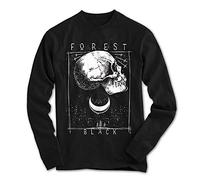 Men's Long Sleeve T-Shirt Forest Black Skull Gothic - Black, 3XL