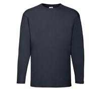 Mens Long Sleeve T-Shirt Fruit of the Loom Plain Crew Neck Casual Top Tee