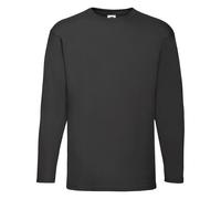Mens Long Sleeve T-Shirt Fruit of the Loom Plain Crew Neck Casual Top Tee