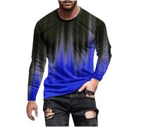 Men's Long Sleeve T-Shirt - Gradient Round Neck Shirt Summer Casual T-Shirt (UK, Alpha, XXL, Regular, Regular, #7)
