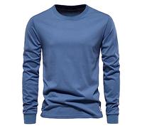 Men's Long Sleeve T Shirt Large Size Top Sport Round Neck Solid Color Basic Top Autumn And Winter Casual Slim Fit Comfortable Tunic Muscle Training Running
