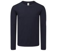 Mens Long Sleeve T Shirt Round Neck Lightweight Cotton Top Fruit Of The Loom