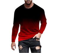 Mens Long Sleeve T Shirt UK Clearance Men's Long Sleeve Tops Gradient Slim-Fit T-Shirt Lightweight Comfortable Crew Neck Pullover Tee Top Casual Wear Sizes S to 5XL