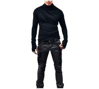 Mens Long Sleeve T Shirt UK Sale Clearance Cowl Neck Tops Lightweight Irregular Hem Tops Solid Color Slim Fit Tshirts Plain Pullover Casual Sports Tops Spring Blouse M-3XL