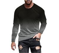 Men's Long Sleeve T-Shirts Gradient Print Cotton Casual T Shirts for Men Breathable Comfort Tee Shirt Undershirt Loose Fit Pullover Sports Tees Gym Tops Baggy Streetwear