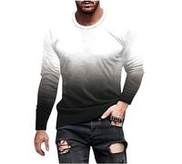 Men's Long Sleeve T-Shirts Gradient Print Cotton Casual T Shirts for Men Breathable Comfort Tee Shirt Undershirt Loose Fit Pullover Sports Tees Gym Tops Baggy Streetwear