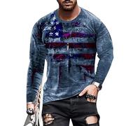 Men's Long Sleeve T-Shirts USA Flag Cotton Blend American Patriotic Crewneck Regular Fit Tee Shirts