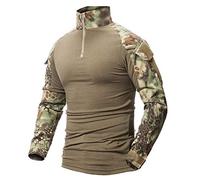 Mens Long Sleeve Tactical Shirt - Military Shirt Outdoor Combat Shirt Tactical Combat Shirt with Zipper (Jungle Python, UK XL(fit Chest:40"-43"))