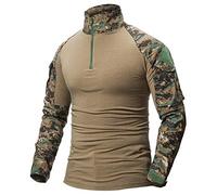 Mens Long Sleeve Tactical Shirt - Military Shirt Outdoor Combat Shirt Tactical Combat Shirt with Zipper (Jungle Digital, UK M(fit Chest:36"-39"))