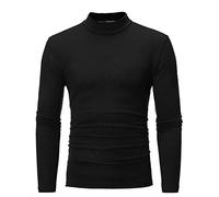 Mens Long Sleeve Thermal Top Tights Undershirts Quick Dry Body Shaper Moisture Wicking Stretch Sweatshirt Gym Top Crew Neck Muscle Support Shirt for Cycling Training Ski Black