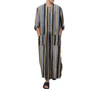Men's Long Sleeve Thobe Jubba Robe Kaftan Arab Style Muslim Clothing for Cultural Expression and Modesty (XL Blue)
