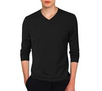 Men's Long Sleeve V Neck T Shirt Large Size Casual Solid Colour Chic Slim Fit Comfortable Fit Simple Everyday Lightweight Soft Regular Fit Top