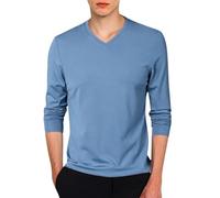 Men's Long Sleeve V Neck T Shirt Large Size Casual Solid Colour Chic Slim Fit Comfortable Fit Simple Everyday Lightweight Soft Regular Fit Top