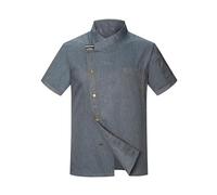 Men's Long-Sleeved Chef's Jacket Unisex Chef's Clothing Hotel with Long Sleeves and Contrasting Red Buttons Chef's Jacket for Men and Women Pox Men's Shirt, gray, XXXL