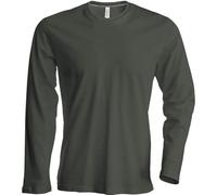 Men's Long-Sleeved Crew Neck T-Shirt - Dark Khaki, L, Men