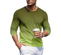 Men's Long-Sleeved Gradient Color T-Shirt Round Neck T-Shirts Comfortable Crew Neck Tops