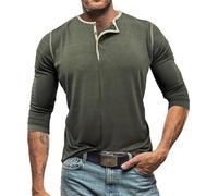 Men's Long-Sleeved Henley Shirt, Lightweight, Breathable, Basic Sports Shirt, Long Sleeve Shirt with Button Placket, Pre-shrunk Stretch Muscle Shirts, Summer Leisure Shirts for Casual Everyday Use