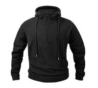Men's Long-Sleeved Shirt, Half Zip Sports Shirt, Running Shirt, 1/4 Zip Pullover, Lightweight, Breathable Hoodie, Sweat Jacket, Hooded Sweatshirt, Hooded Jacket, Hoodie with Zip, Outdoor Shirts, black