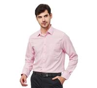 Men's Long Sleeved Shirt Lightweight Fashion Solid Color Work Shirts Business Casual Classic Buttoned Placket T-Shirt F-Pink XXL