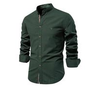 Men's Long Sleeved Shirt Lightweight Fashion Solid Color Work Shirts Classic Business Casual Buttoned Placket T-Shirt H-Army Green XXL