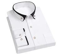 Men's Long-Sleeved Shirts Elastic Crystal Button Collar Fashion Business Casual Shirts