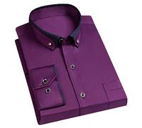 Men's Long-Sleeved Shirts Elastic Crystal Button Collar Fashion Business Casual Shirts