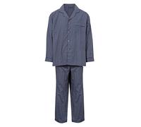 Mens Long Sleeved Soft Woven Poly/Cotton Traditional Style Pyjamas Set in Blue or Navy Check. Sizes S M L XL XXL (L 42-44, Navy Check)