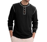 Men's Long Sleeves T-Shirt Classic Trend Casual Basic Shirt Lightweight Comfortable Breathable Fashion T-Shirts L-Black XL