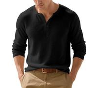Men's Long Sleeves T-Shirt Classic Trend Casual Basic Shirt Lightweight Comfortable Breathable Solid Color T-Shirts C-Black 3XL