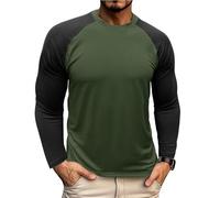 Men's Long Sleeves T-Shirt Lightweight Comfortable Breathable Fashion Color Matching T-Shirts Classic Trend Casual Basic Shirt A-Army Green XXL