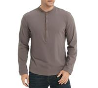 Men's Long Sleeves T-Shirt Lightweight Comfortable Breathable Solid Color T-Shirts Classic Trend Casual Button Placket Shirt D-Dark Grey XL