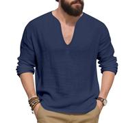 Men's Long Sleeves T-Shirt Lightweight Comfortable Breathable Solid Color T-Shirts Classic Trend Casual Basic Shirt A-Navy XXL