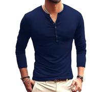 Men's Long Sleeves T-Shirt Lightweight Comfortable Fashion Basic Shirt Classic Trend Casual Solid Color T-Shirts O-Blue L
