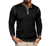 Men's Long Sleeves T-Shirt Lightweight Comfortable Fashion Solid Color T-Shirts Classic Trend Casual Basic Shirt D-Black XXL