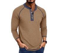 Men's Long Sleeves T-Shirt Lightweight Comfortable Fashion Solid Color T-Shirts Classic Trend Casual Basic Shirt S-Khaki XXL