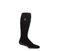 Mens Long Slipper Socks w/ Grip Plain Black HEAT HOLDERS "Elgon" 2.3 TOG- 1 Pair
