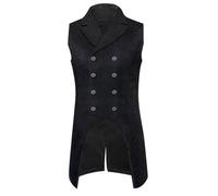 Men's Long, Victorian Suit Vest, Double Breasted, Gothic Costume Vest, Black Medieval Suit, Steampunk Gilet, Halloween Costume, Western Costume Vests for Men