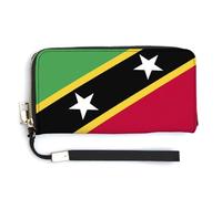 Men's Long Wallet Saint Kitts and Nevis Flag Handbags Classic Women Durable Large Capacity Thin Stylish Novelty