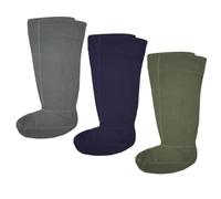 Mens Long Wellington Fleece Boot Socks - Welly Socks, Ideal Walking Hiking Thermal Socks, Boot Liners, Welly Warmers Assorted Colours - Size 6-11 Pack Of 3