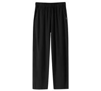 Mens Long Wide Leg Sweatpants Baggy Fleece Summer Wide Legged Joggers Soft Comfy Loose Fitting Plus Size Straight Leg Track Pants with Pockets Open Bottom Yoga Loose Fit Sweat Pants Black