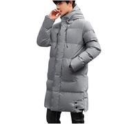 Mens Long Winter Coat Zipped Hooded Puffer Jacket Ankle Length Padded down Coat with Hood Long Sleeve Parka Coats Thermal Windbreak Overcoat Full Zip Warm Outwear Size L-4xl
