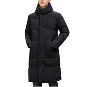 Mens Long Winter Coat Zipped Hooded Puffer Jacket Ankle Length Padded down Coat with Hood Long Sleeve Parka Coats Thermal Windbreak Overcoat Full Zip Warm Outwear Size L-4xl