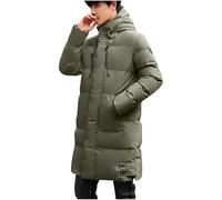 Mens Long Winter Coat Zipped Hooded Puffer Jacket Ankle Length Padded down Coat with Hood Long Sleeve Parka Coats Thermal Windbreak Overcoat Full Zip Warm Outwear Size L-4xl