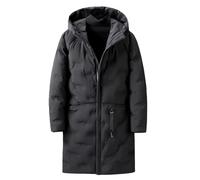 Mens Long Winter Coats Waterproof Parka Full Zip Up Longline Puffer Jacket Mens Windproof Warm Comfortable Trench Coat With Hood Lightweight Plus Size Hiking Jacket With Pockets Long Sleeve Overcoat