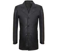 Mens Longh 3/4 Black Cromby 3 Button Lamb Nappa Leather Blazer Classic Retro Harrington Coat Jacket 3XL